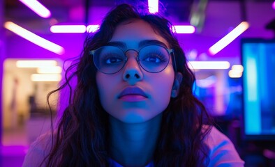 Wall Mural - in a neon house, a person, computer, or stress face is surrounded by cybersecurity threats like rans