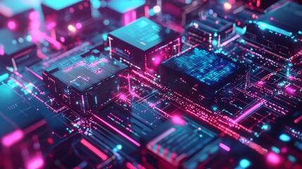 The abstract concept of internet, network communication, and data computer is visually represented by a modern blue technology background illustration