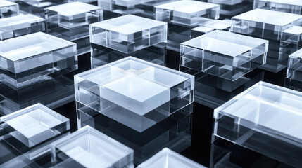 Wall Mural - abstract geometric pattern of transparent cubes