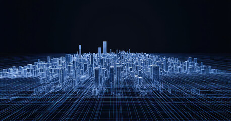 Wall Mural - abstract city, digital representation