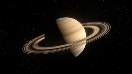 the planet saturn with its rings, isolated on a black background. sun, solar system, and space conce