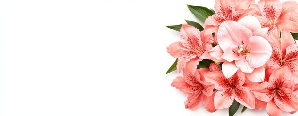 Aufkleber - Beautiful Pink Flowers Arrangement on a White Background