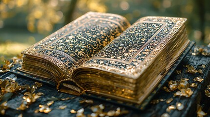 Antique Ornate Book Gold Detail Close Up