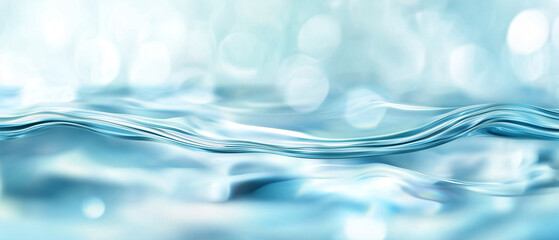 Poster - Crystal clear water surface with soft ripples and bokeh light reflections, evoking calm and serenity