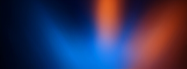 Wall Mural - Banner. Defocused blue orange red ultraviolet radiance soft texture on dark black abstract empty space background. Neon blur glow. Color light overlay. Copy space.