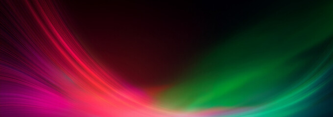 Wall Mural - Banner. Defocused red green pink ultraviolet radiance soft texture on dark black abstract empty space background. Neon blur glow. Color light overlay. Copy space.