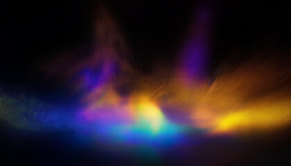 Wall Mural - Defocused yellow blue magenta ultraviolet radiance soft texture on dark black abstract empty space background. Neon blur glow. Color light overlay. Copy space.