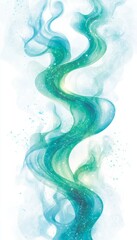 Wall Mural - flowing abstract design, radiant light wave in shades of jade and cerulean blue on white background