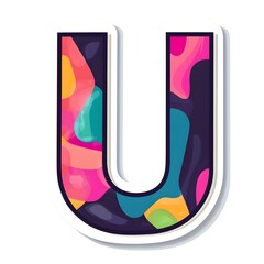 Wall Mural - Artistic Letter U: A vibrant, colorful letter 'U' design, bursting with dynamic shapes and an array of lively colors, offering a unique visual appeal.