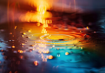 Wall Mural - close-up of the lens flare and rainbow reflection on an object, creating a dreamy effect with soft f