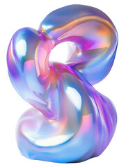 Wall Mural - a stunning iridescent abstract sculpture showcasing a dynamic twisting form against a black backgrou