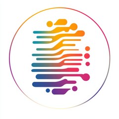Poster - Abstract Gradient Lines and Dots in Circle, Modern Design, Futuristic Style, Smooth Color Transition