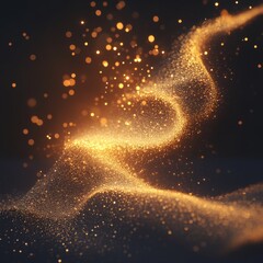 Leinwandbilder - Golden Glittering Particles Flowing Elegantly Against a Dark Backdrop, Creating a Mesmerizing Visual Display.