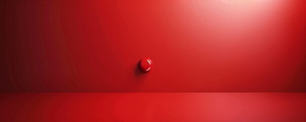 Fototapete - Lone red button creating a shadow on a crimson wall in a vacant room