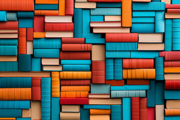 Poster - A visually compelling arrangement of stacked books, creatively positioned to symbolize learning,
