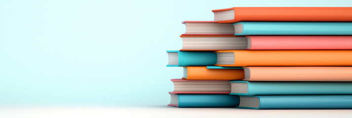 Poster - An imaginative illustration featuring a colorful stack of books arranged to symbolize curiosity and