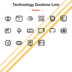 Wall Mural - technology duotone line vectors