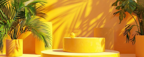Aufkleber - Lone lemon is displayed on a sunny pedestal in a tropical environment