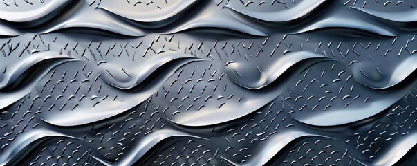 Fototapete - Repeating texture formed by a wavy pattern on a metallic background