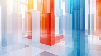 Poster - Abstract 3D rendering of colorful glass columns and floor.