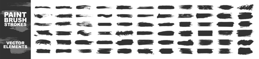 Brush stroke paint boxes isolated on transparent background. Set of text boxes. Paintbrush collection. Grunge design elements