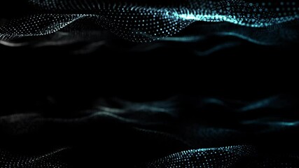 Wall Mural - abstract blue wave surface and light particles in slow motion 4k seamless loop