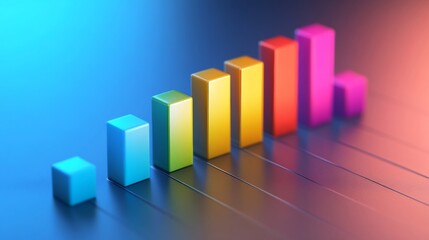 Aufkleber - An engaging D bar graph illustrating market trends, with detailed textures on the bars and a gradient color scheme that enhances the visual impact of the data.
