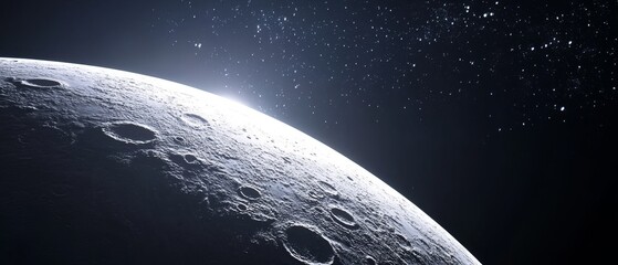 Wall Mural - a close up of the moon with a starry sky in the background