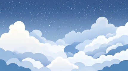 Aufkleber - Night sky with fluffy white clouds.