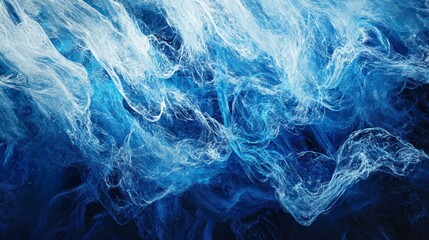 Aufkleber - Abstract swirling blue and white smoke on black background.