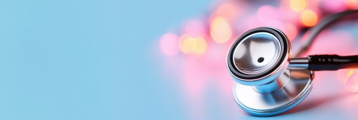 Aufkleber - Precision Healthcare Visualization Minimalist Stethoscope on Soft Pastel Gradient - Innovative Medical Technology Embodying Empathetic Patient-Centric Design