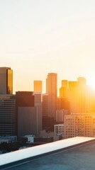 Leinwandbilder - Urban Golden Hour Skyline Minimalist Marketing Canvas Showcasing Premium Brand Visibility and Strategic Cityscape Advertising Space for Next-Gen Business Narratives