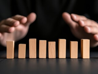 Aufkleber - Minimalist Risk Management Strategic Wooden Block Intervention for Business Resilience - Proactive Leadership in Emerging Corporate Disruption Scenarios