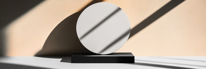 Poster - Minimalist Geometric Product Display Advanced Monochromatic Studio Staging with Sculptural Podium for High-End Brand Visual Storytelling and Contemporary Design Marketing
