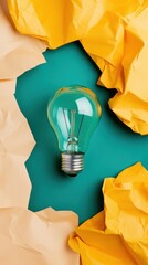 Aufkleber - Eco-Innovation Visuals Sustainable Design Breakthrough with Illuminated Green Lightbulb - Creative Branding Strategy for Environmental Consciousness and Modern Business Transformation