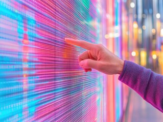 Aufkleber - Interactive Digital Frontier Vibrant UX Design with Immersive Touch Interface - Cutting-Edge Tech Interaction Showcasing Futuristic User Experience Innovation