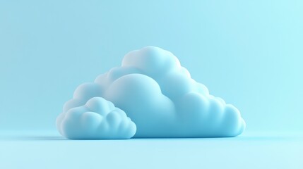 Aufkleber - Light blue 3D rendered clouds on a pastel blue background.