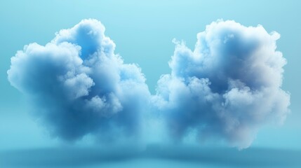 Aufkleber - Two fluffy clouds on a light blue background.