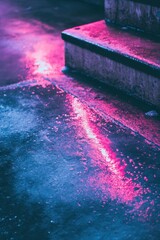 Poster - Purple Up Day Cyberpunk Urban Texture Neon Concrete Reflections Revealing Emotional Landscapes in Digital Design and Creative Marketing Aesthetics