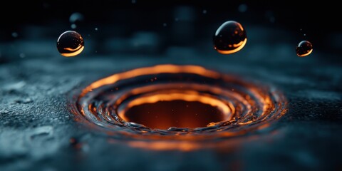 Aufkleber - Liquid Dynamics Meets Metallic Visualization High-Speed Water Impact Revealing Quantum-Inspired Ripple Patterns for Tech, Design, and Scientific Innovation
