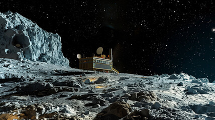 Poster - This Facility operates on asteroid surface to extract regolith for processing and resource recovery.