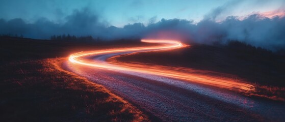 Poster - Dynamic Digital Transformation Illuminated Innovation Pathway Revealing Competitive Edge through Cinematic Light Trails and Strategic Business Motion Blur