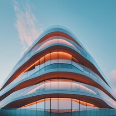 Aufkleber - Parametric Urban Elegance Futuristic Architectural Innovation Showcasing Dynamic Glass Curves, Transformative Design and Next-Generation Metropolitan Aesthetics