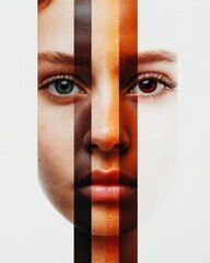 Aufkleber - Intersectional Identity Vertical Chromatic Portrait Exploring Multicultural Diversity, Skin Tone Spectrum, and Human Connection in Contemporary Visual Storytelling