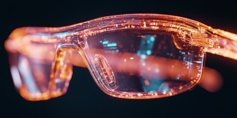 Aufkleber - Transparent Cybernetic Eyewear Next-Gen AR Glasses Revealing Intricate Digital Circuitry and Immersive Holographic Technology for Futuristic User Experience