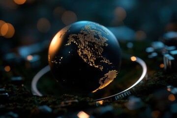 Aufkleber - Immersive Global Tech Visualization Holographic Earth Sphere with Luminescent Data Network - NextGen Sustainability and Digital Transformation Insight