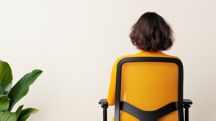 Fototapete - Vibrant Ergonomic Revolution Modern Workplace Wellness with Bold Yellow Adaptive Chair - Minimalist Design Meets Comfort-Driven Productivity Solutions