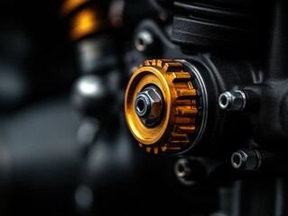Poster - High-Performance Automotive Engineering Precision Gold Gear Component in Industrial Macro - Cutting-Edge Mechanical Design for Motorsport Innovation
