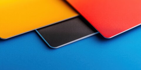 Aufkleber - Minimalist Fintech Design Bold Color Block Payment Technology Showcasing Sleek NFC Transaction Surfaces for Digital Banking Innovation