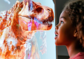 Aufkleber - Immersive Learning Revolution Gen Z Students Engage with Holographic Prehistoric Wonders through Cutting-Edge Augmented Reality Museum Experiences